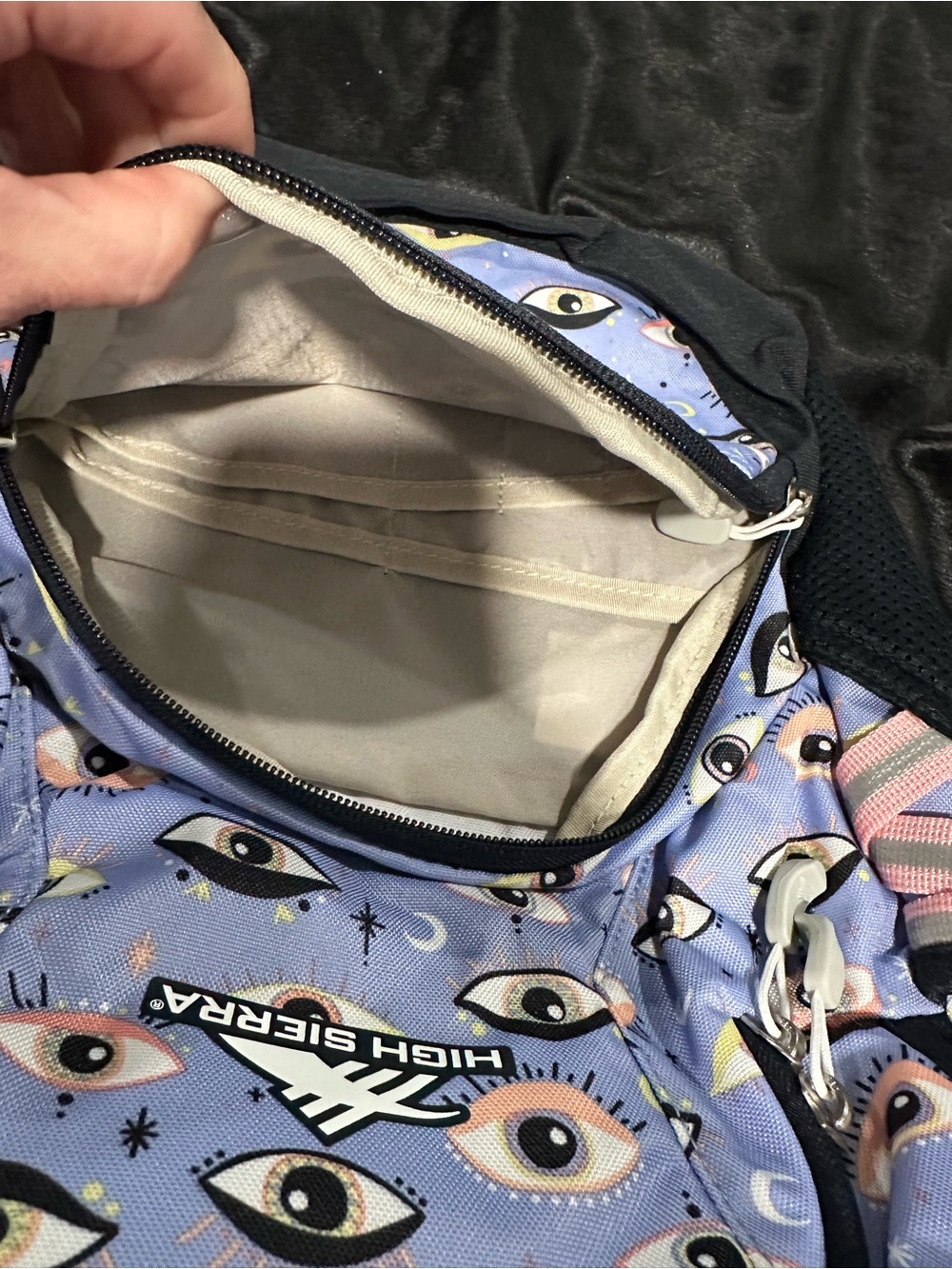 High Sierra Lavender Eye-Print Backpack with Black Accents - Picture 8 of 10